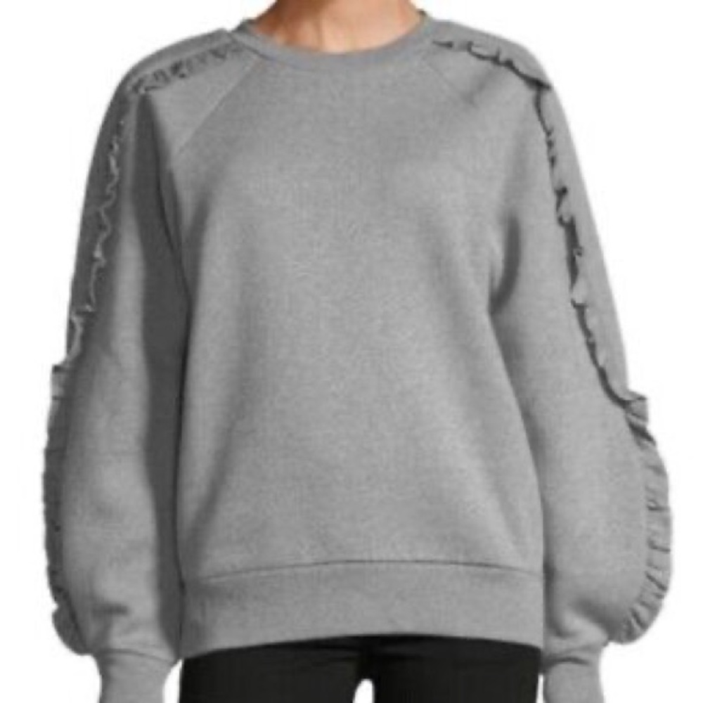 Sz S Burberry Gray Kupa Ruffle Frill Long  Sleeve Sweatshirt